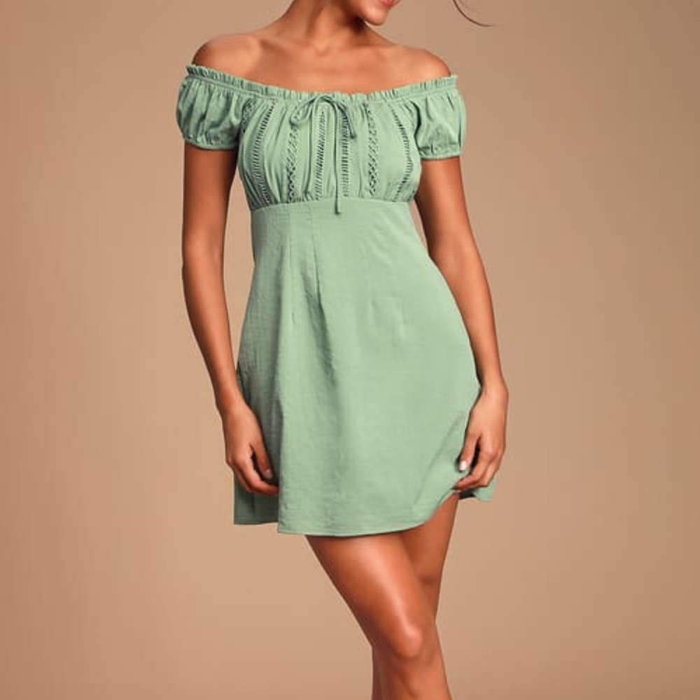 Lulu’s Wisteria Green Mini Dress